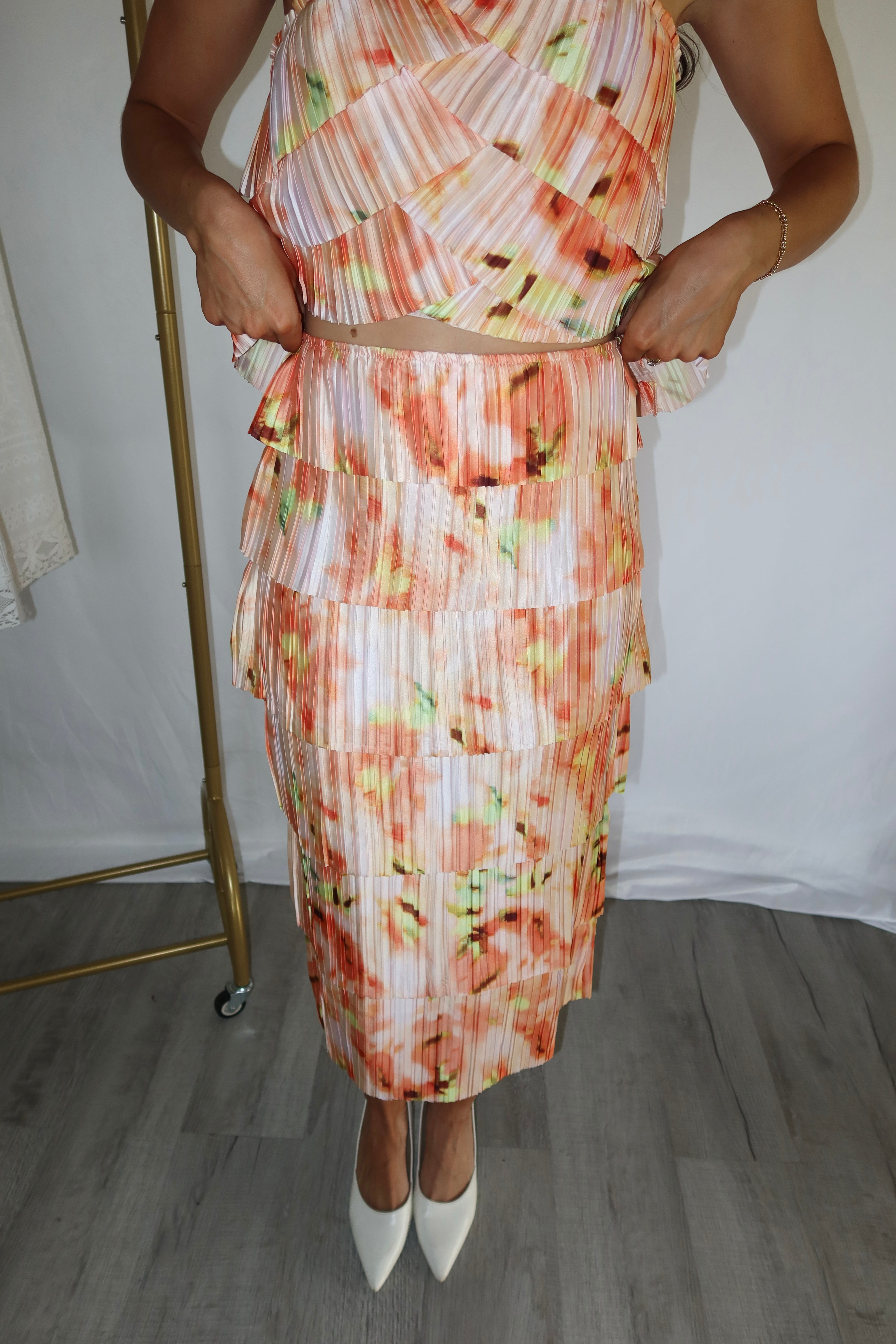 Riviera Citrus Midi Skirt- Orange Multi