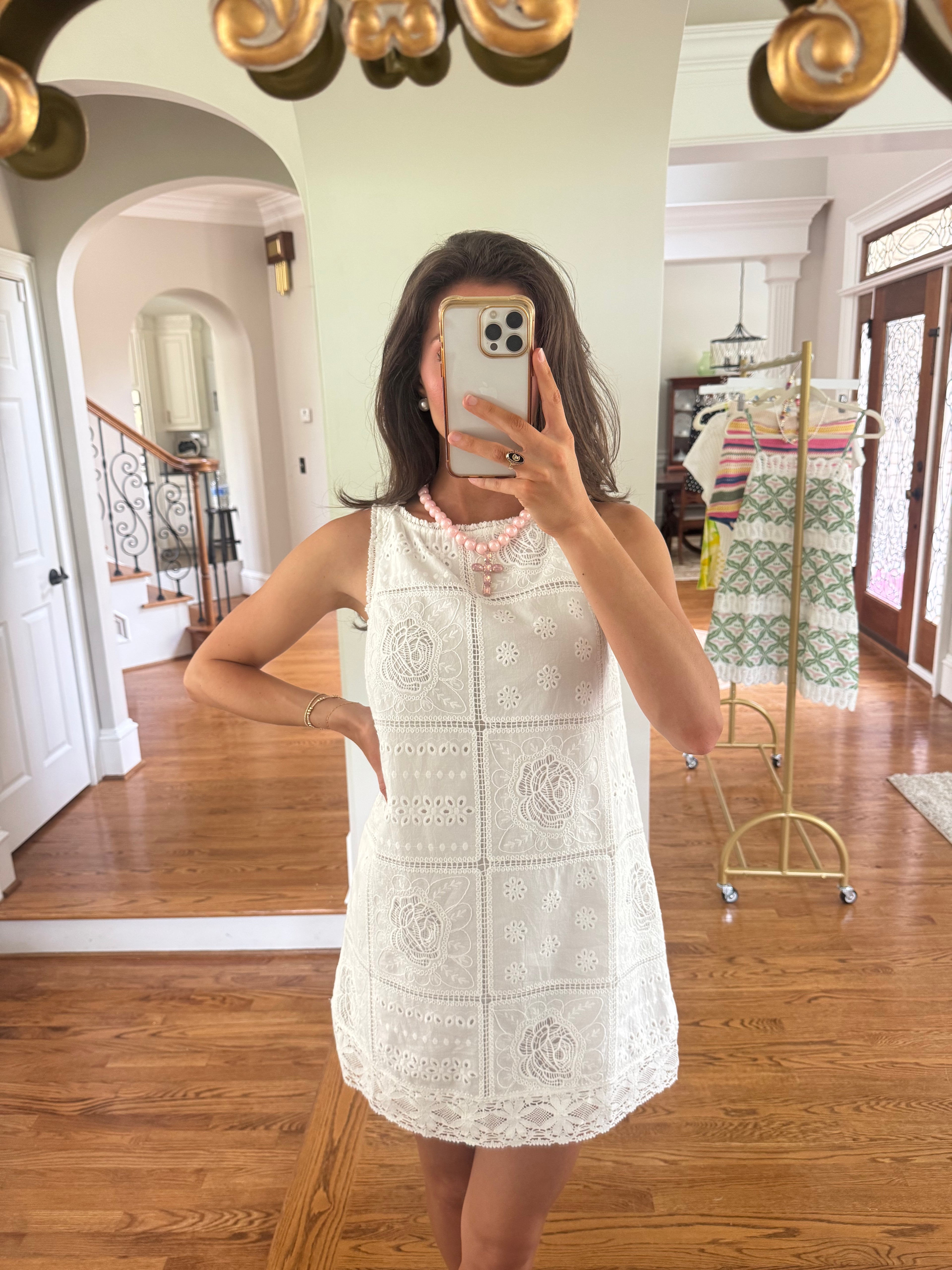 Sandi Embroidered Mini Dress- White