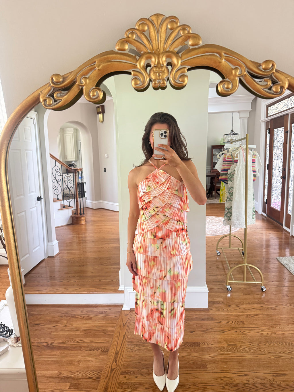 Riviera Citrus Halter Top- Orange Multi
