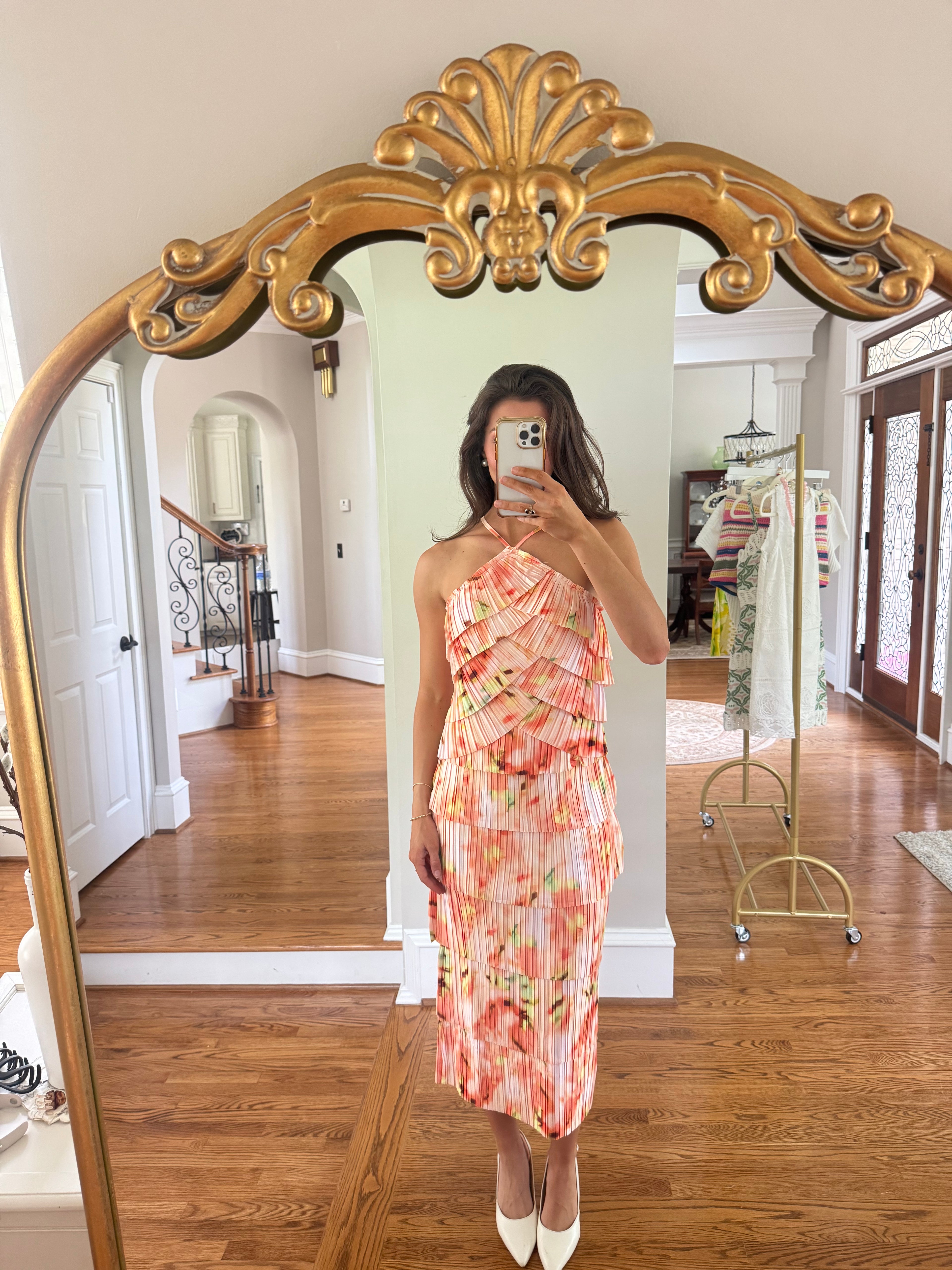 Riviera Citrus Halter Top- Orange Multi