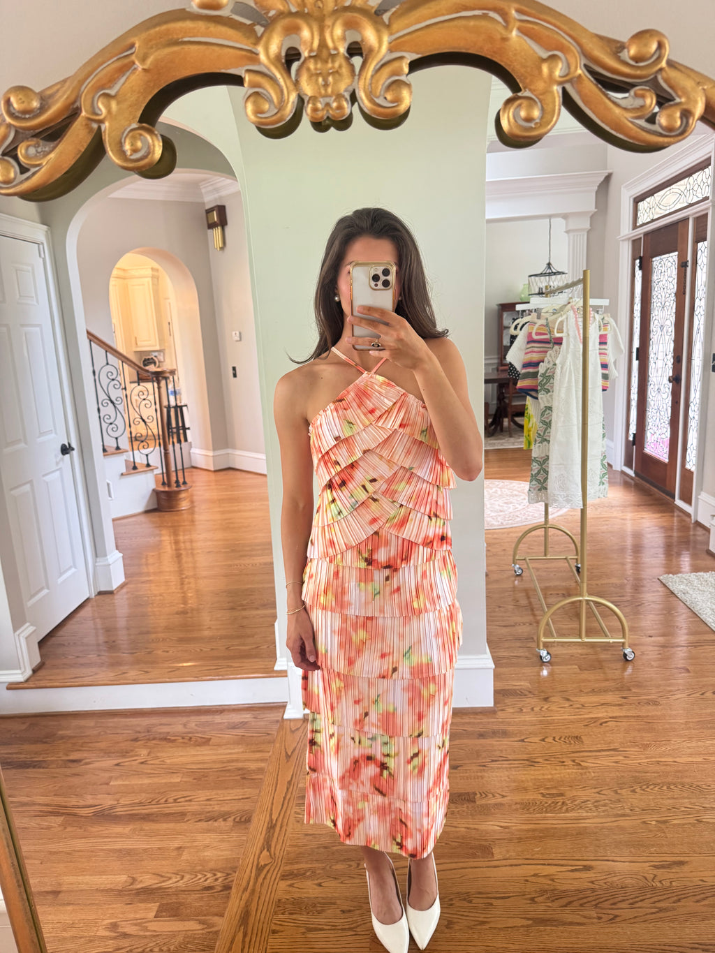 Riviera Citrus Halter Top- Orange Multi
