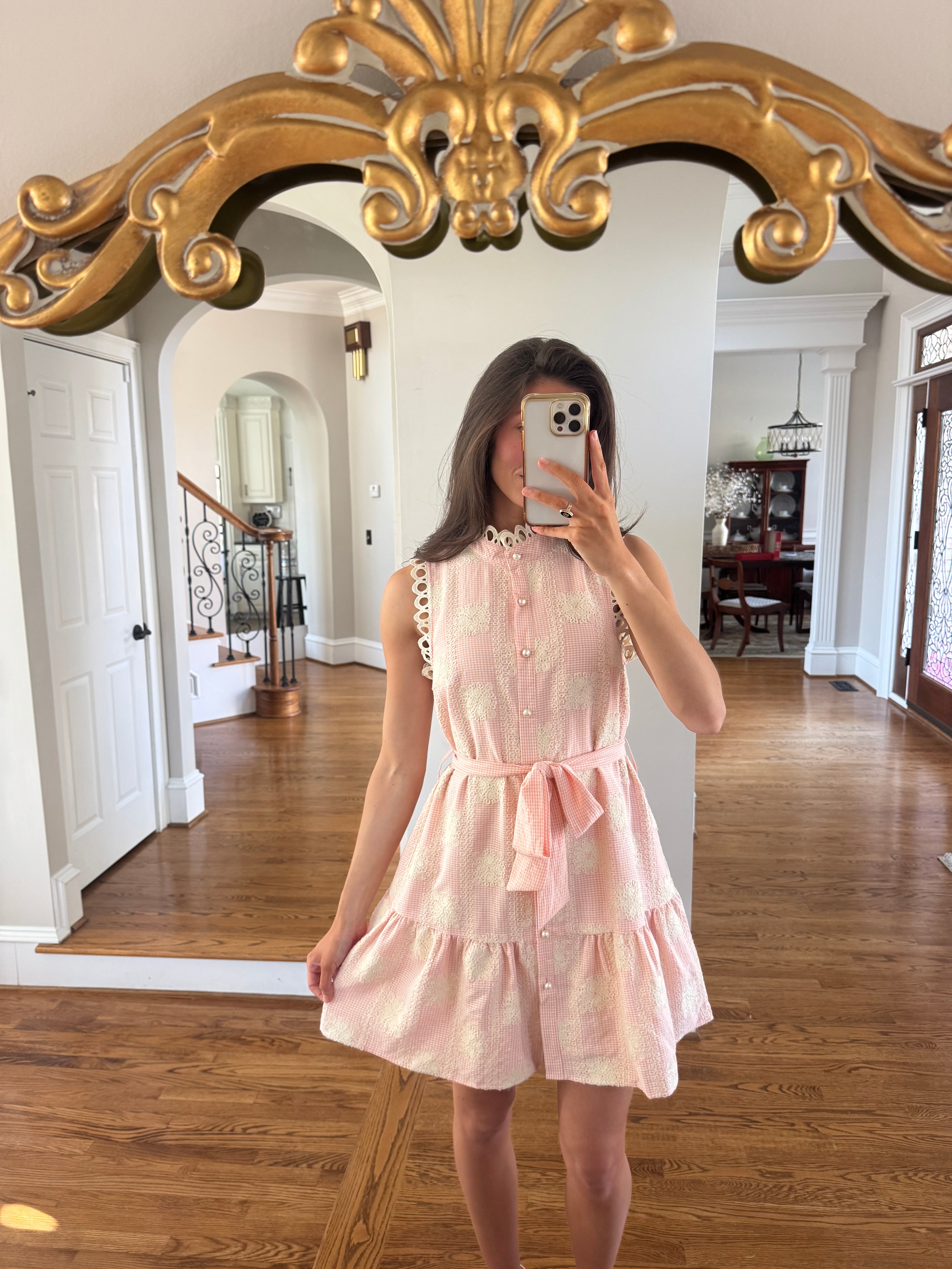 Charleston Pearl Mini Dress- Pink