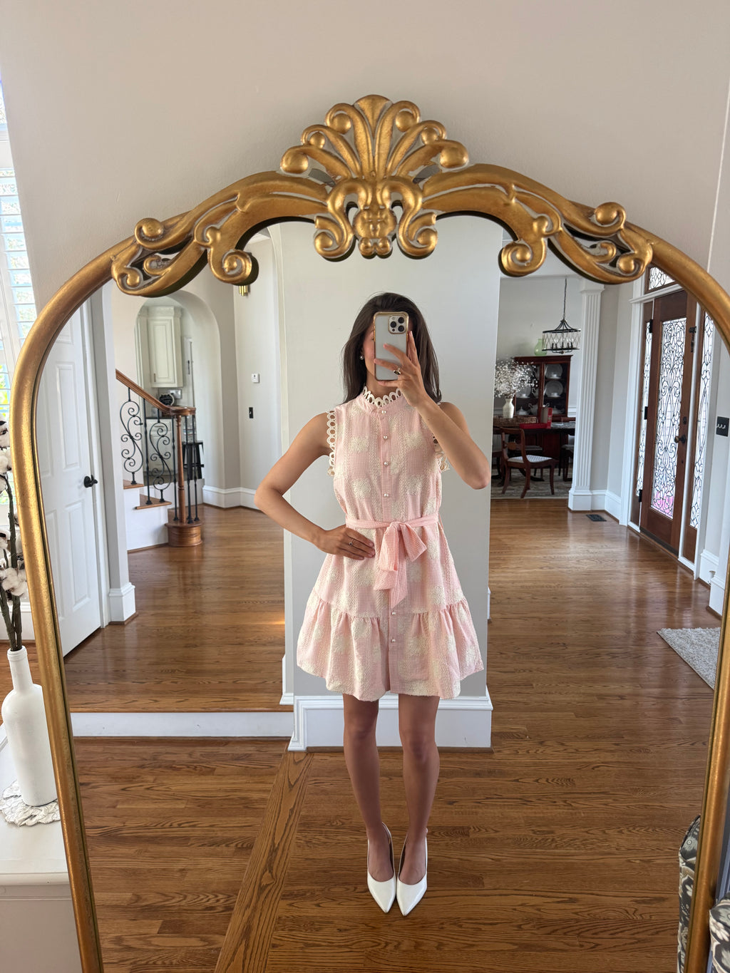 Charleston Pearl Mini Dress- Pink
