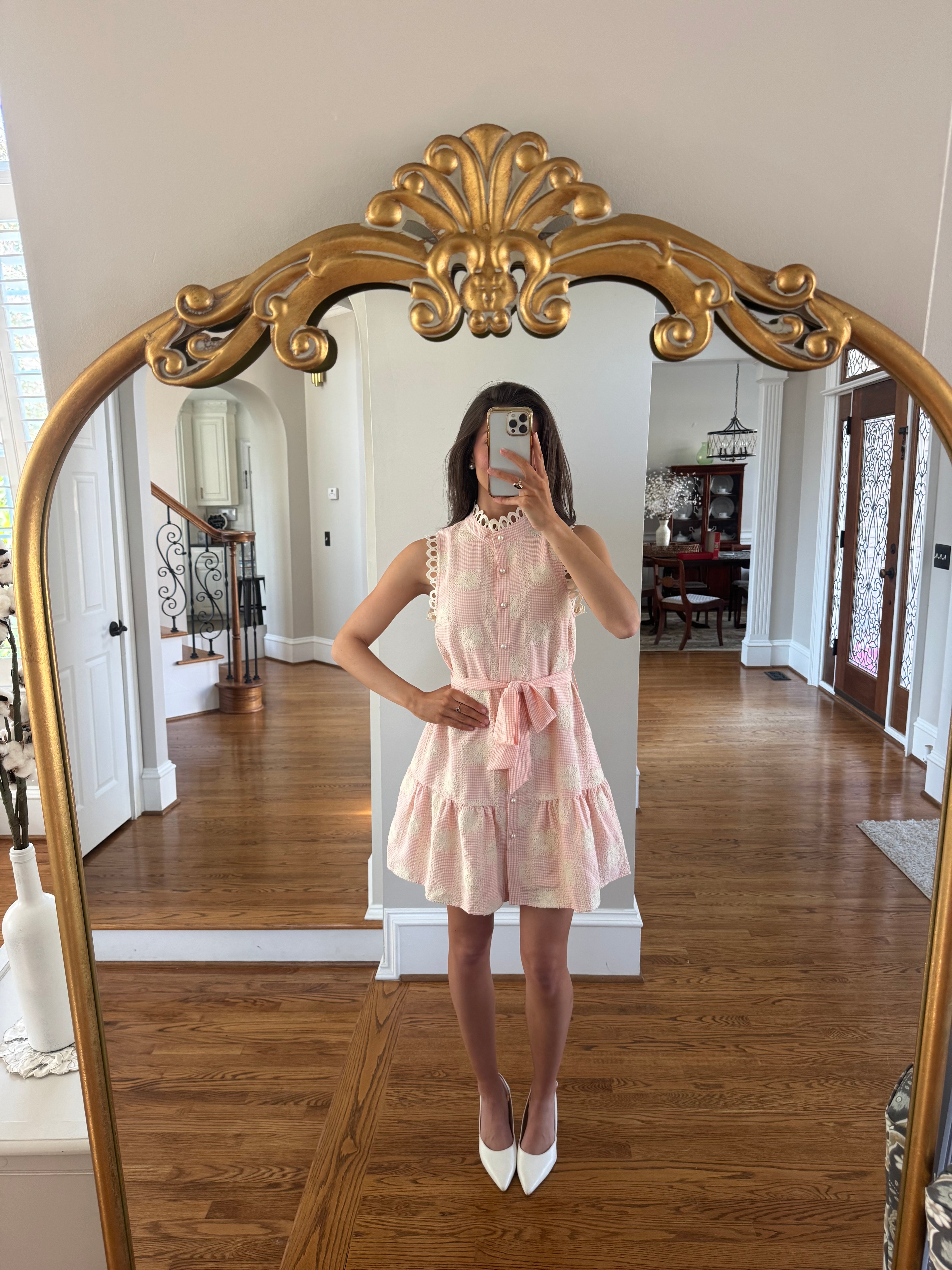 Charleston Pearl Mini Dress- Pink