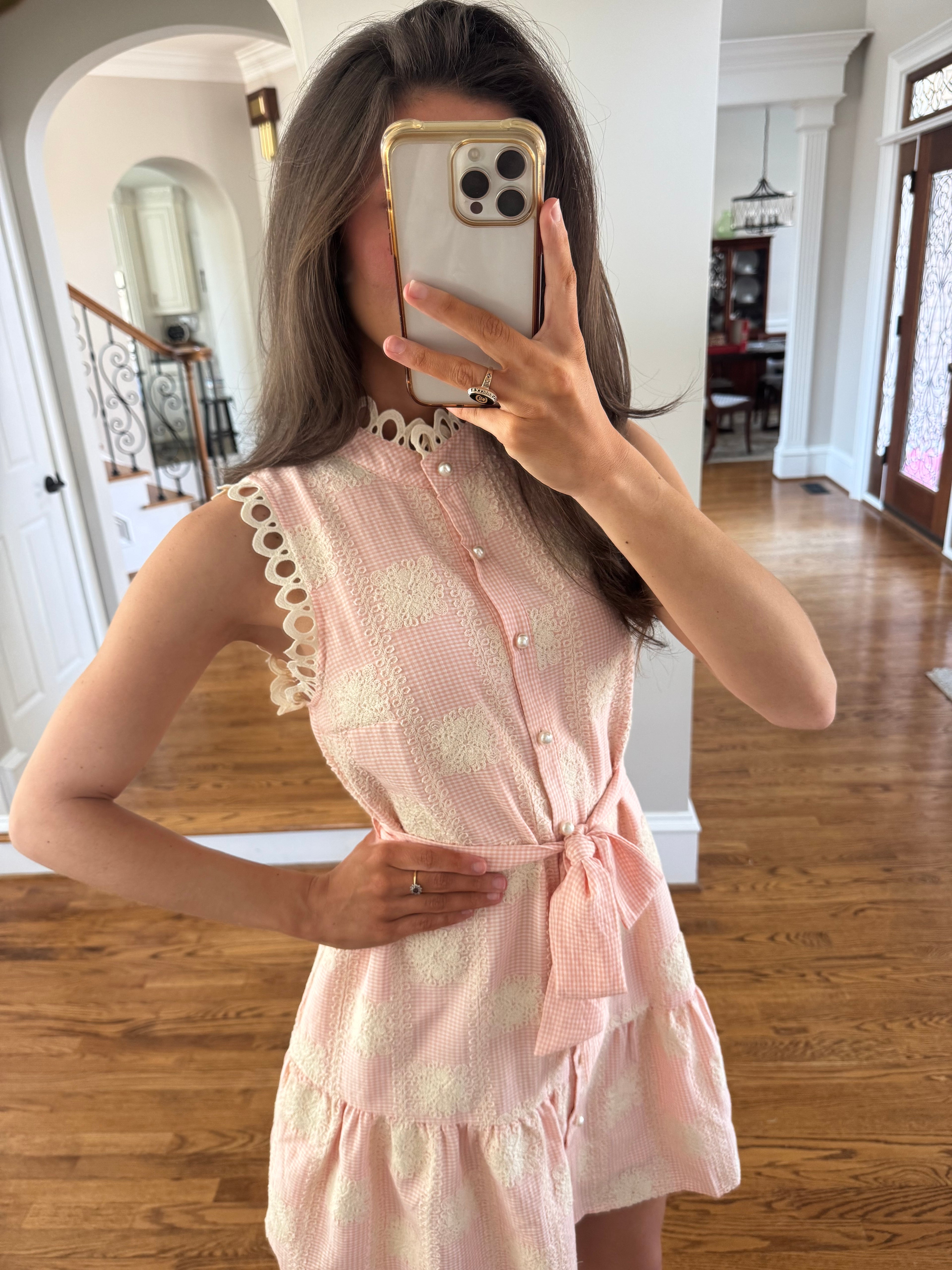 Charleston Pearl Mini Dress- Pink