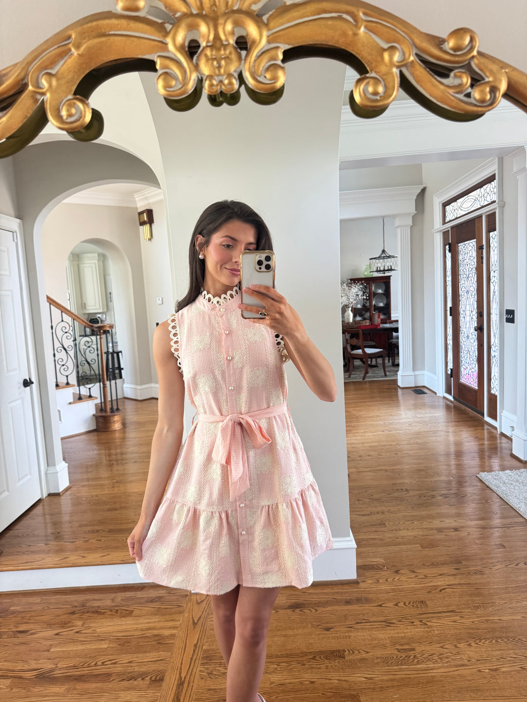 Charleston Pearl Mini Dress- Pink